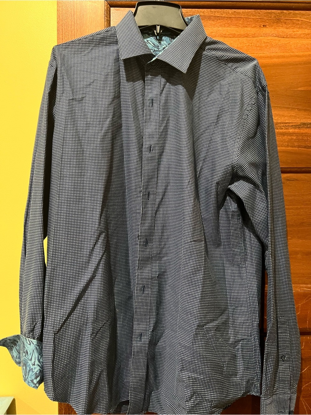 Bugatchi Men's Navy Micro-Check Dress Shirt